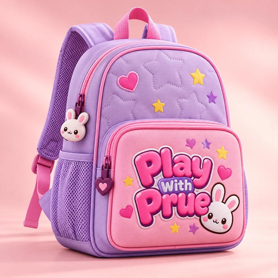 Lavender and pink Play With Prue backpack
